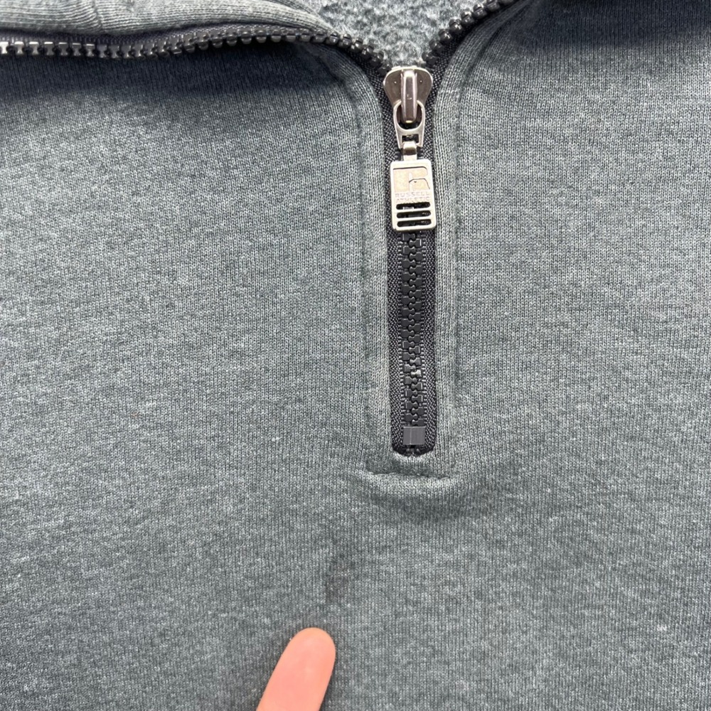 VINTAGE 90s Russell Athletic‎ Sweatshirt XL Grey Faded Blank 1/4 Zip Pullover - Picture 4 of 14